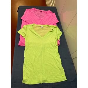 PINK Victoria Secret Pink LS Tee Small and‎ Yellow SS Tee Large Pre-owned